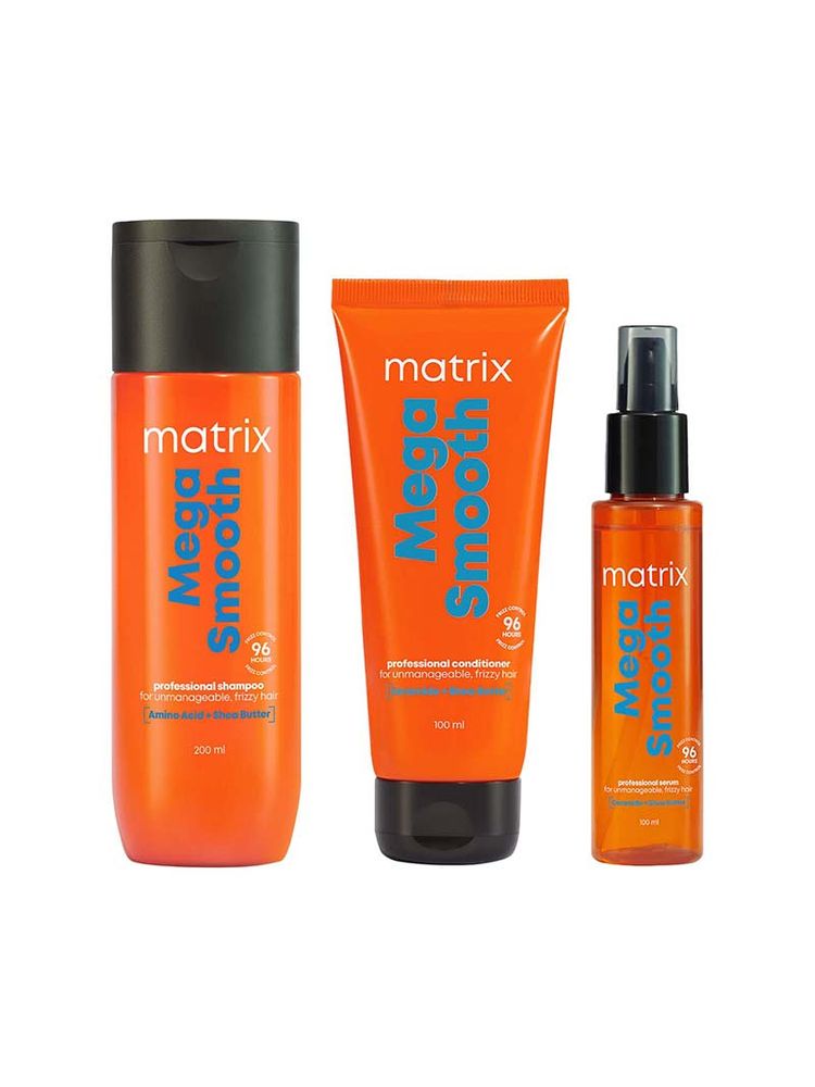 Matrix Mega Smooth Shampoo, Conditioner and Serum for Frizzy, Defy Frizz for 4 Days