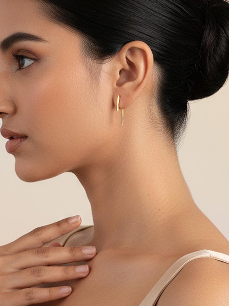 Ornate Jewels 925 Silver Valentine Gift 18K 2 Micron Gold Plated Linear Drops Earrings-image-24