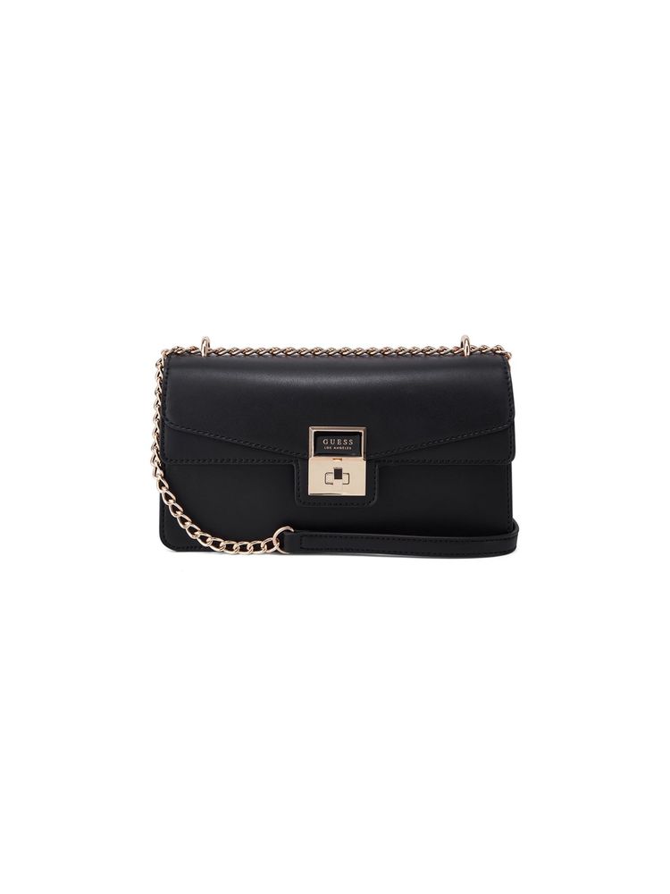 guess fashion Guess Women Black Solid Pu Moonstone Crossbody Flap Bag-picture-19