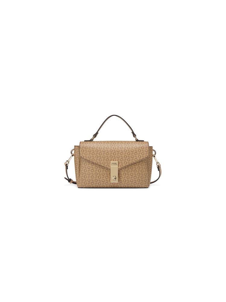 guess fashion Guess Women Beige Printed Pvc Bethel Top Handle Sling Bag-picture-23
