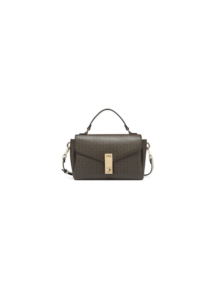 Guess Women Brown Printed Pvc Bethel Top Handle Sling Bag-image-29
