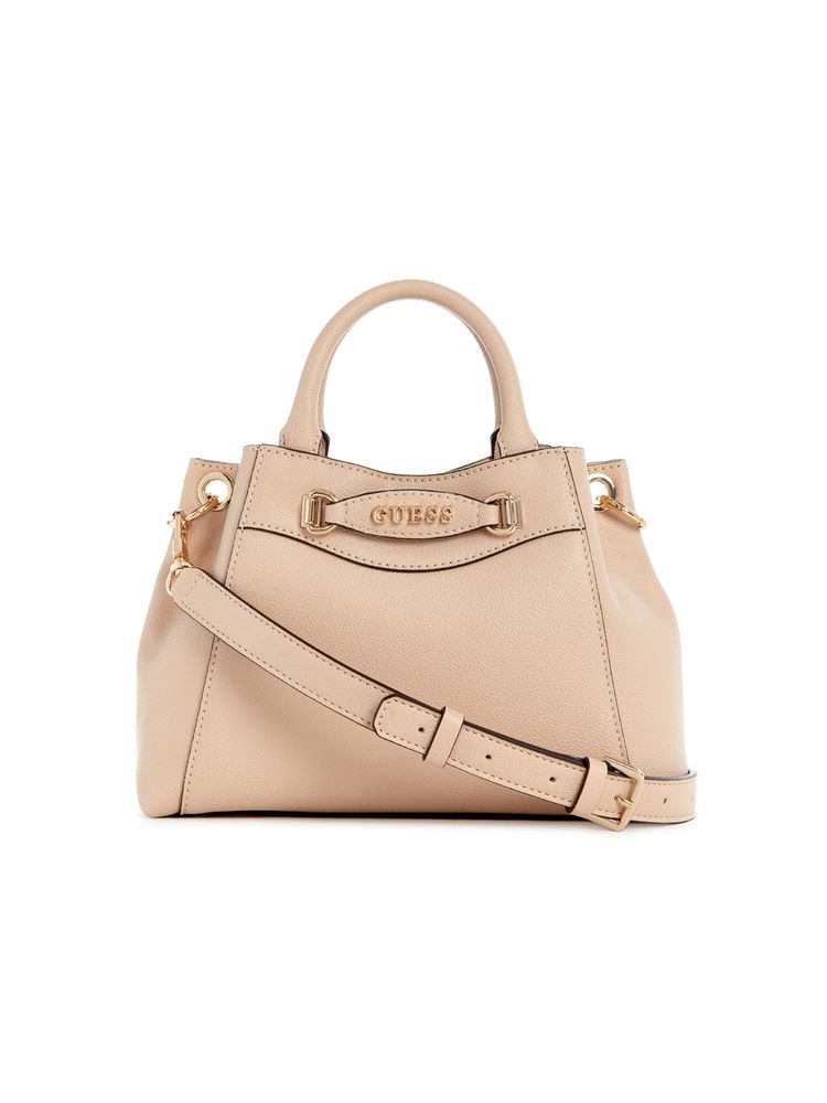 guess fashion Guess Women Beige Solid Pu Emera Mini Satchel Bag-picture-12