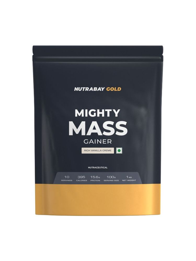 Nutrabay Gold Mighty Mass Weight Gainer Supplement Powder - Rich Vanilla Creme-image-13