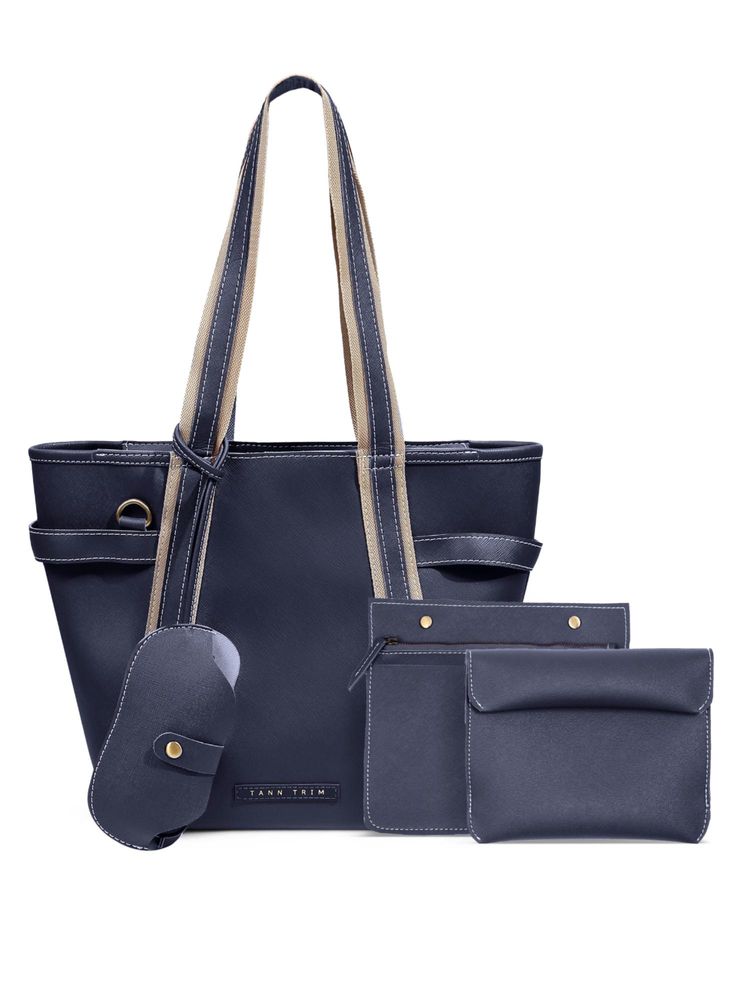 Tann Trim Blue Trooper Tote Bag With Handbag & Pouch-image-33