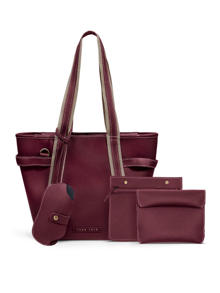 Tann Trim Wine Trooper Tote Bag With Handbag & Pouch-picture-28