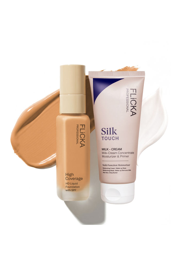 FLiCKA Combo Pro HD Liquid Foundation 305 Dusky + Silk Touch 3 In 1 Primer Moisturizer-picture-32