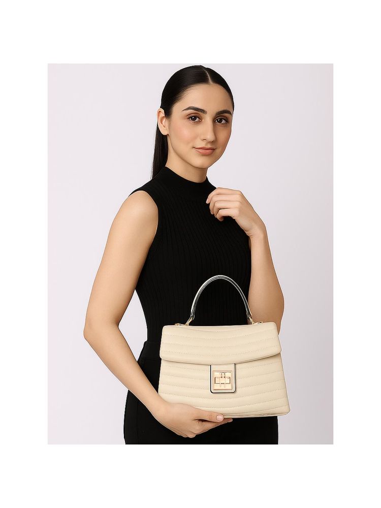 ESBEDA Off White Stylish Satchel Bag with Detachable Strap-image-49