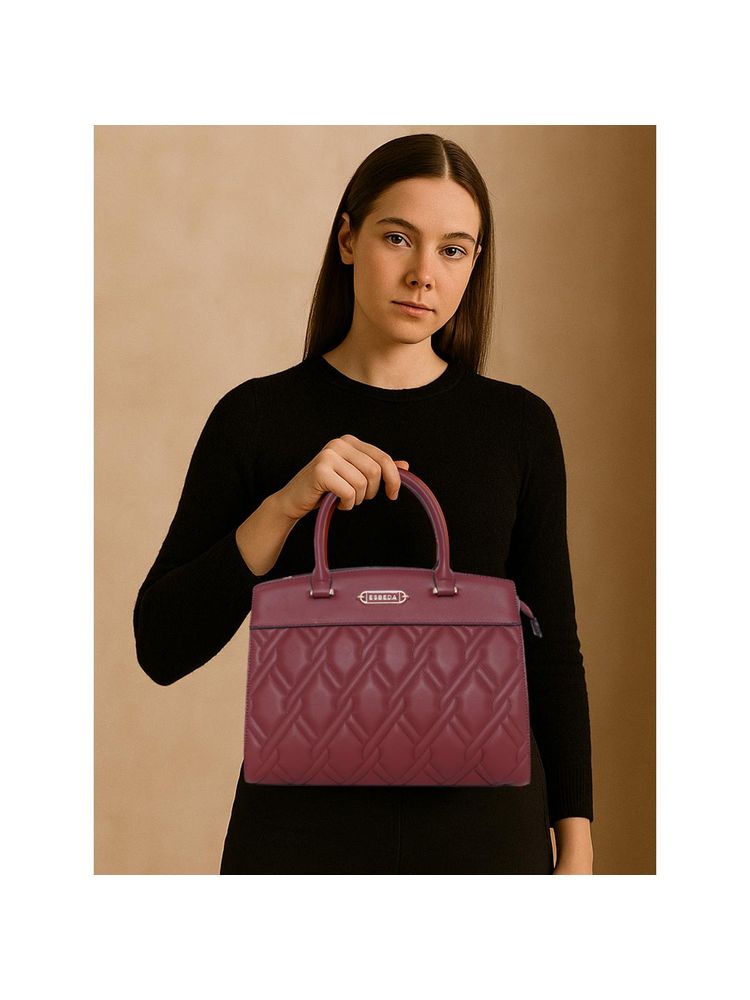 ESBEDA Maroon Regina Stylish Satchel Bag with Detachable Strap-image-36