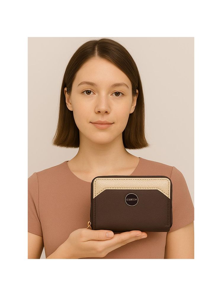 ESBEDA Dark Brown Classic Zipper Wallet-image-29