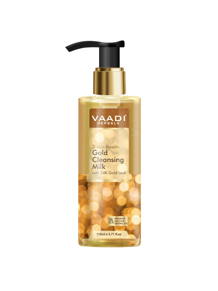 Vaadi Herbals Gold Cleansing Milk With 24k Gold Leaf - 3-skin Benefits