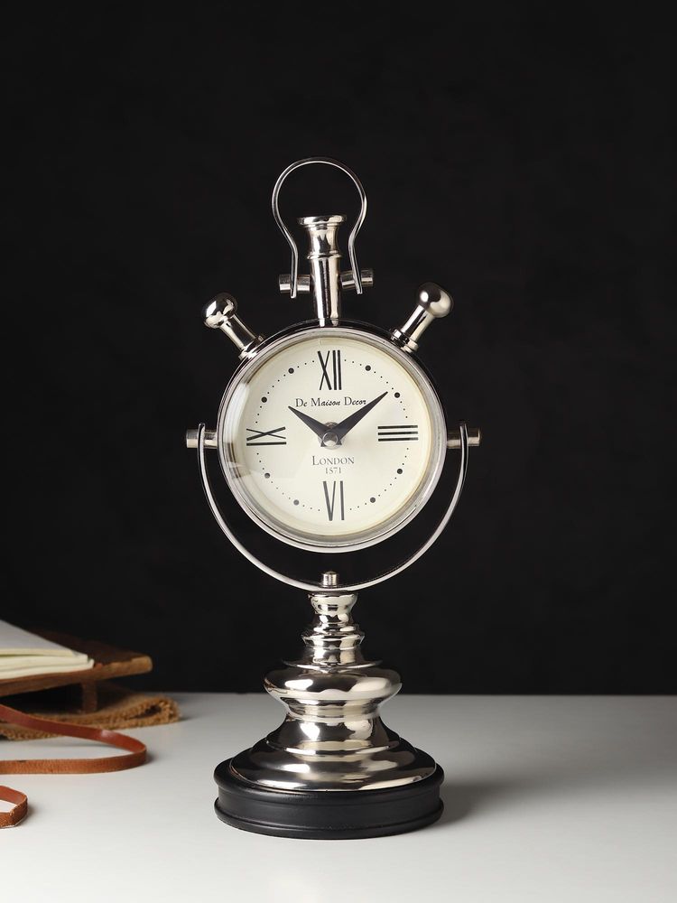 De Maison Decor Aristotime Table Clock in Silver-image-42