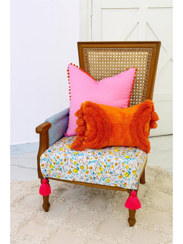 THROW PILLOW Floral Breeze With Magenta Corner Tassel Sofa Cover-picture-12
