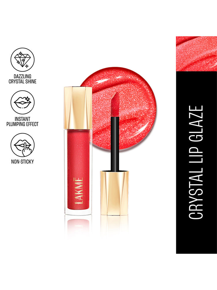 Lakme Glitterati Lip Glaze, High Shine Plumper Lip Gloss Oil with Collagen