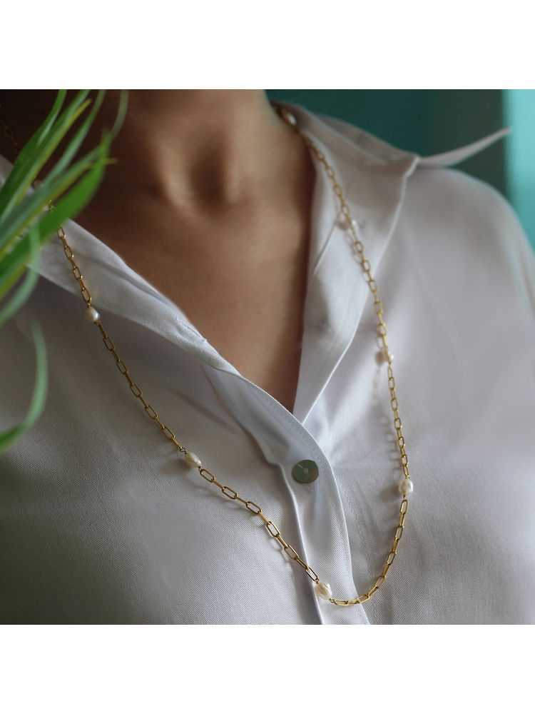 Amaltaas Cube Baroque Pearl Mask Chain Necklace-picture-28