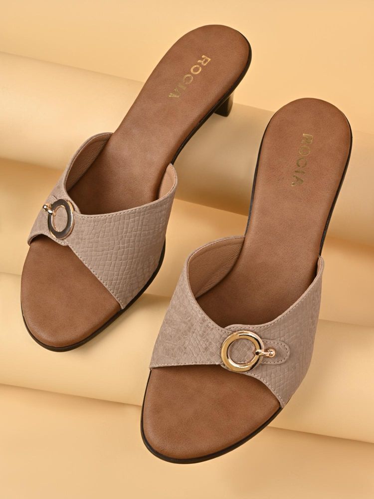 ROCIA Brown Women Textured Block Heels-picture-13