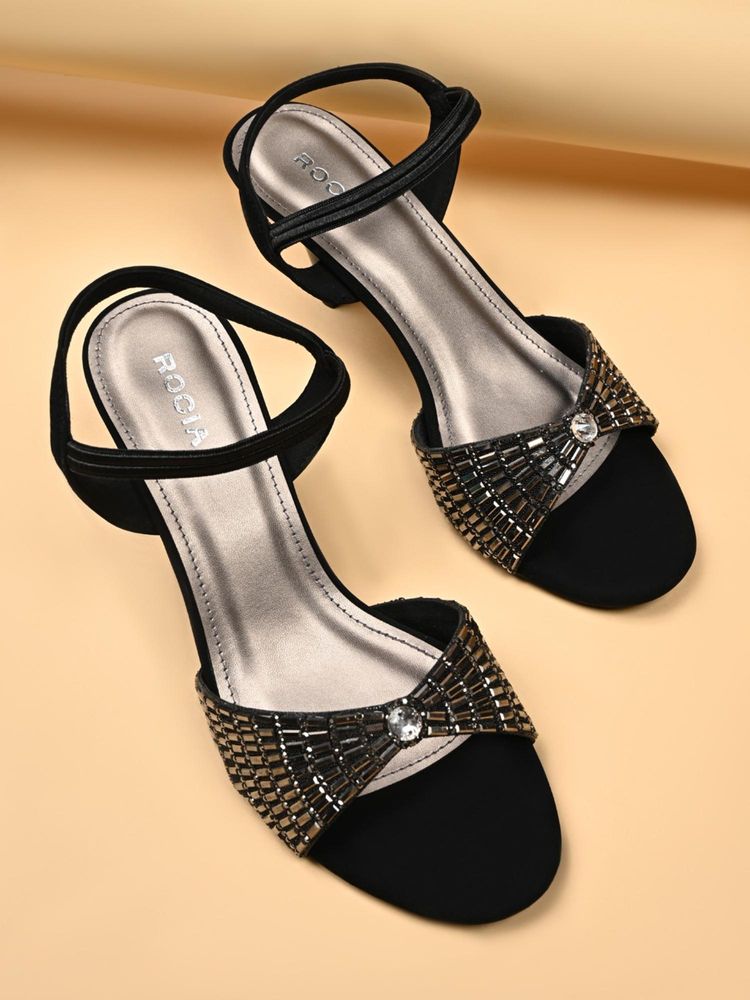 ROCIA Black Women Embellished Stilletos Heels-image-2