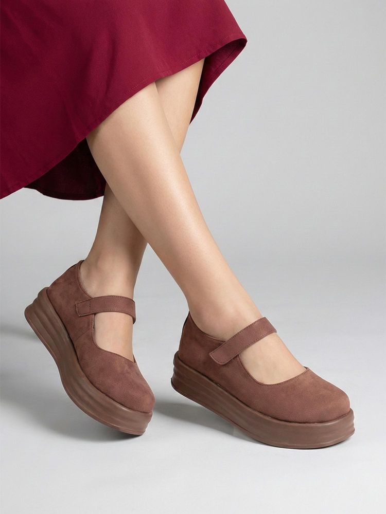 SHUZ TOUCH Brown Mary Jane Loafers-image-29