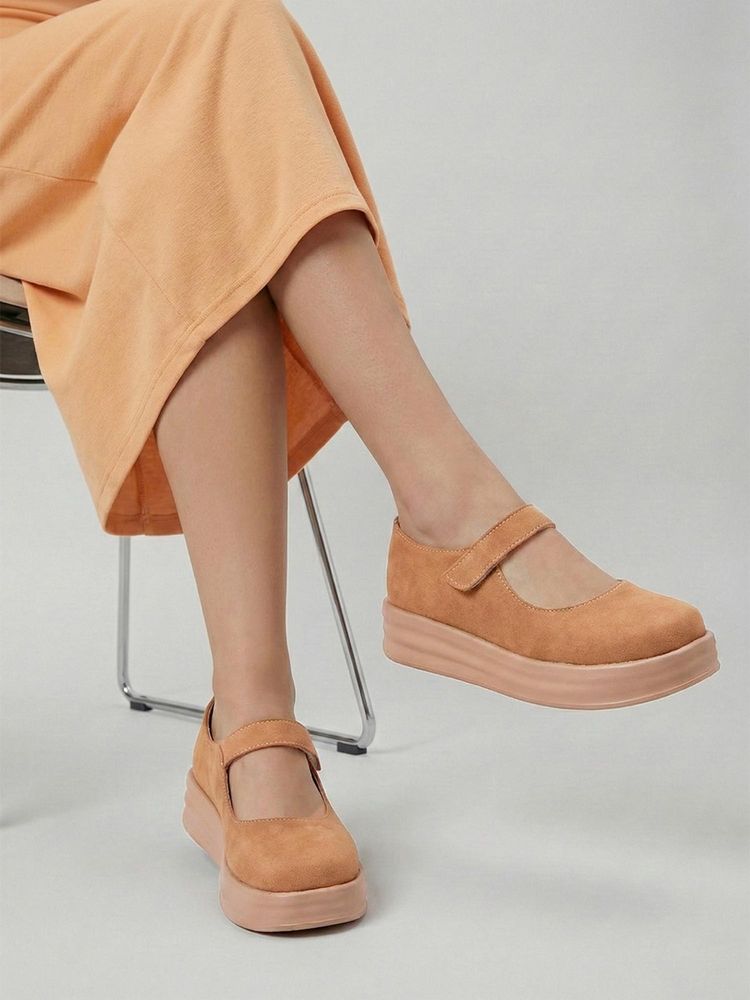 SHUZ TOUCH Tan Mary Jane Loafers-image-7
