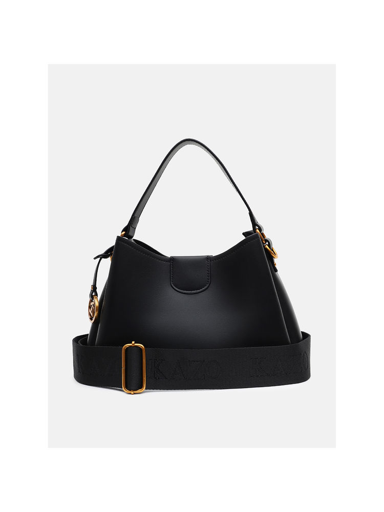 Kazo Black Nova Satchel Bag with Detachable Strap (M)-image-25