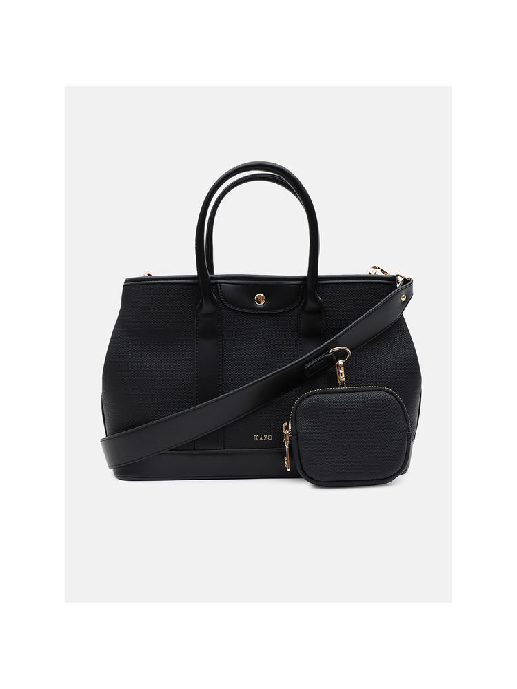 kazo fashion Kazo Black Sway Satchel Bag with Pouch & Detachable Strap (M) (Set of 3)-picture-30