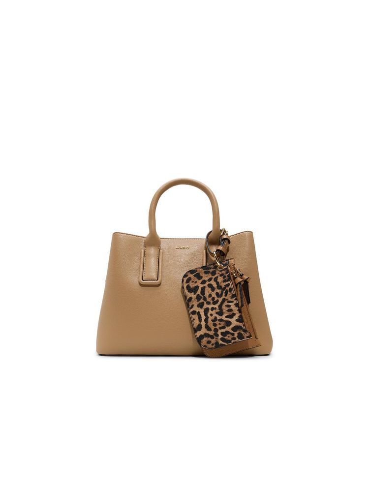 Aldo JEYNNA Womens Brown Satchel Bag With Detachable Strap & Pouch-image-4