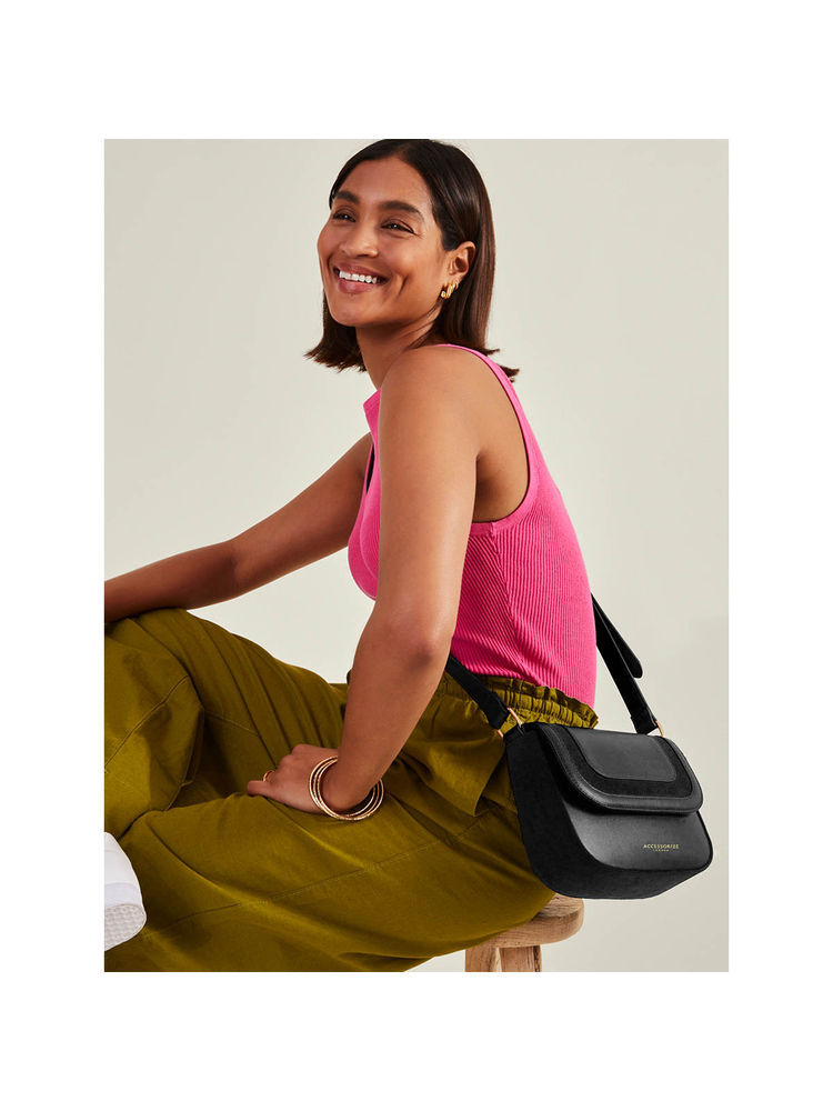 Accessorize London Women'S Black Suedette Flap Sling Bag-picture-21