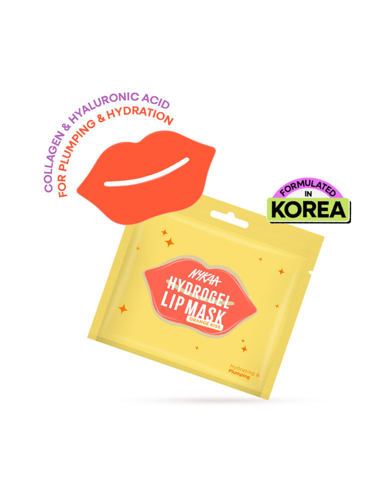 Nykaa Skin Hydrogel Lip Mask Orange Kiss With Hyaluronic Acid And Collagen For Hydrated, Plump Lips