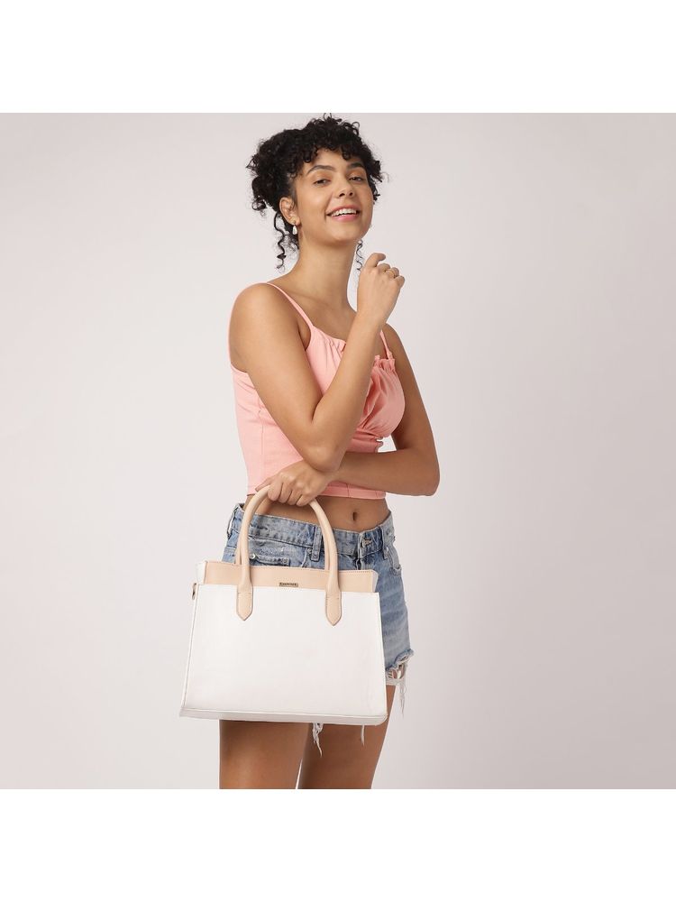 fastrack accessories Fastrack Women Solid White Satchel Bag-picture-20