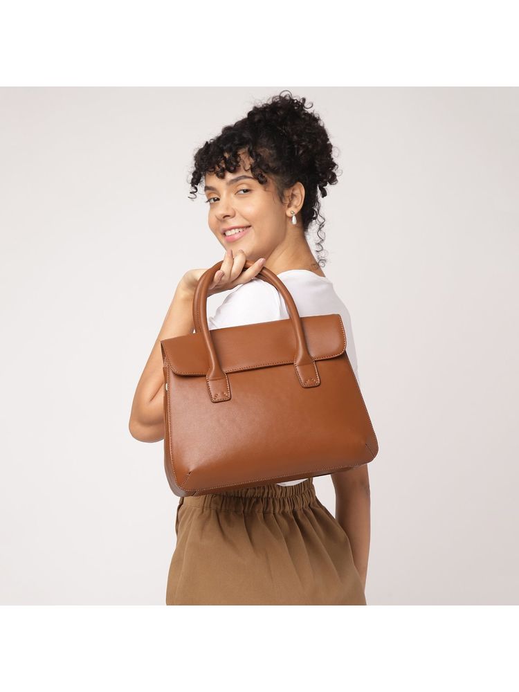 fastrack accessories Fastrack Women Solid Tan Satchel Bag-picture-2