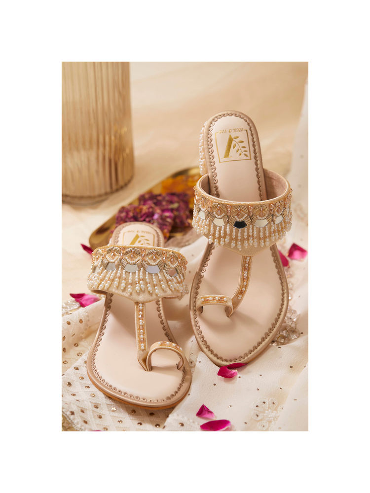 House of Vian Women Gold Sheesh Block Heels-image-24