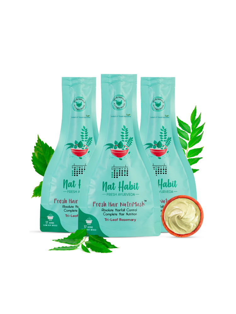 Nat Habit Tri-Leaf Rosemary Hair Mask With Peanut Protein For Hair Fall Control & Deep Conditioning-image-41