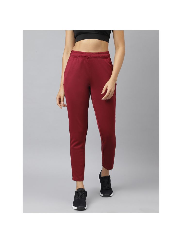 Alcis Womens Red Plum Anti-static Soft-touch Slim-fit Training Track Pants-image-1