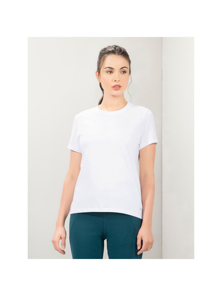 Amante Women Crew Neck Regular Fit Round Neck Solid T-Shirt-White-picture-25