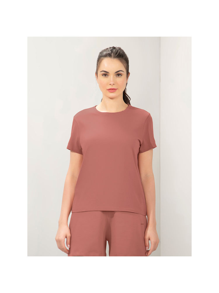 Amante Women Crew Neck Regular Fit Round Neck Solid T-Shirt-Brown-picture-20