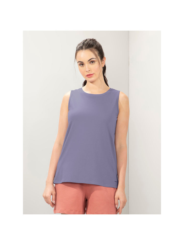 Amante Women Round Neck Relaxed Fit Solid Essential Tank Top-Purple-picture-13