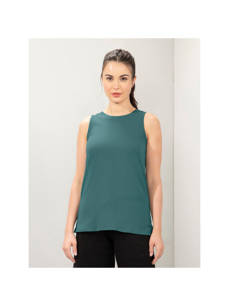 Amante Women Round Neck Relaxed Fit Solid Essential Tank Top-Green-picture-19