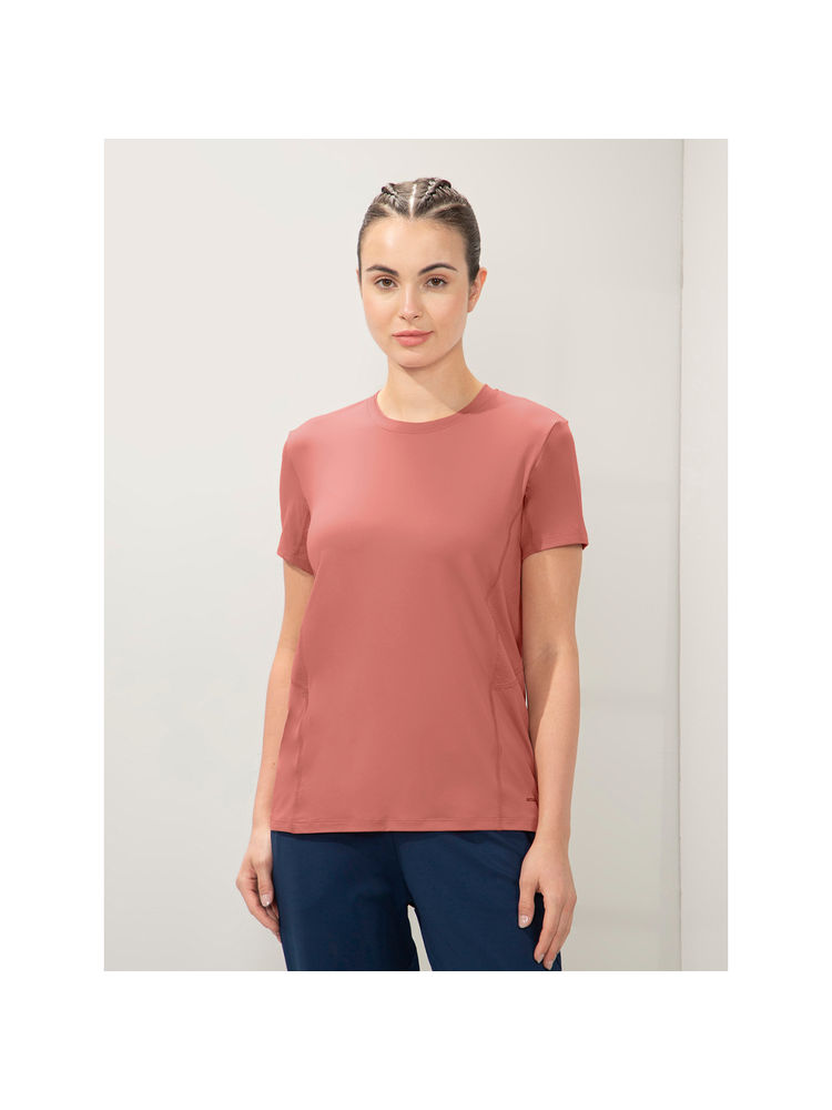 Amante Women Dry Relaxed Fit Round Neck Solid Flaunt Workout T-Shirt-Pink-picture-19