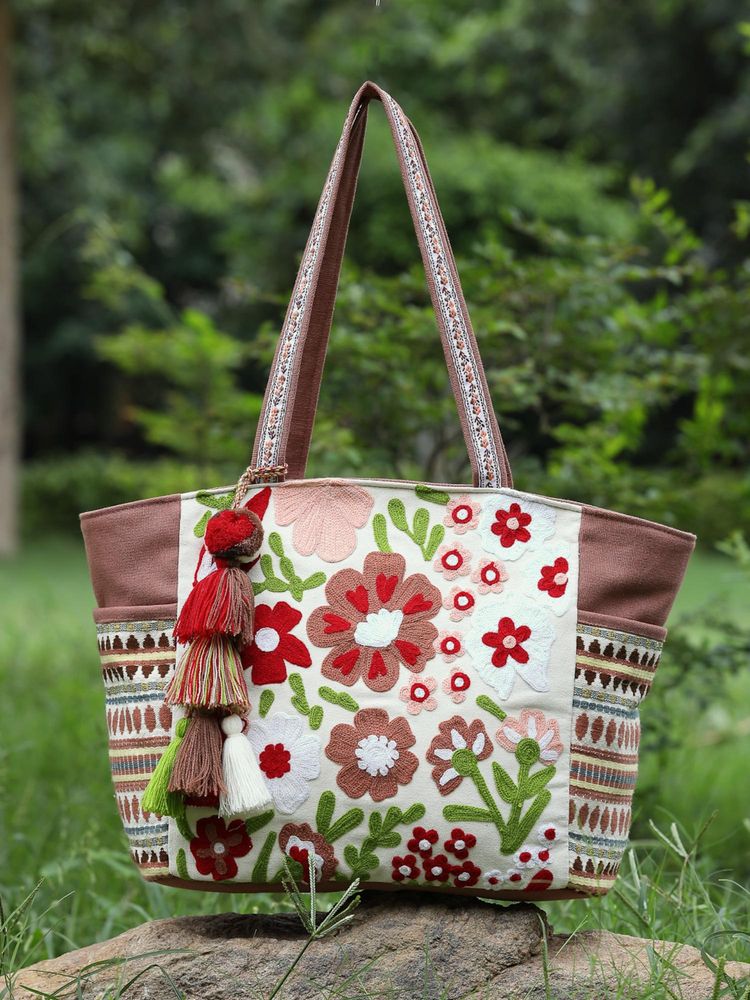 Anekaant Women Brown Cotton Tote Bag-image-22