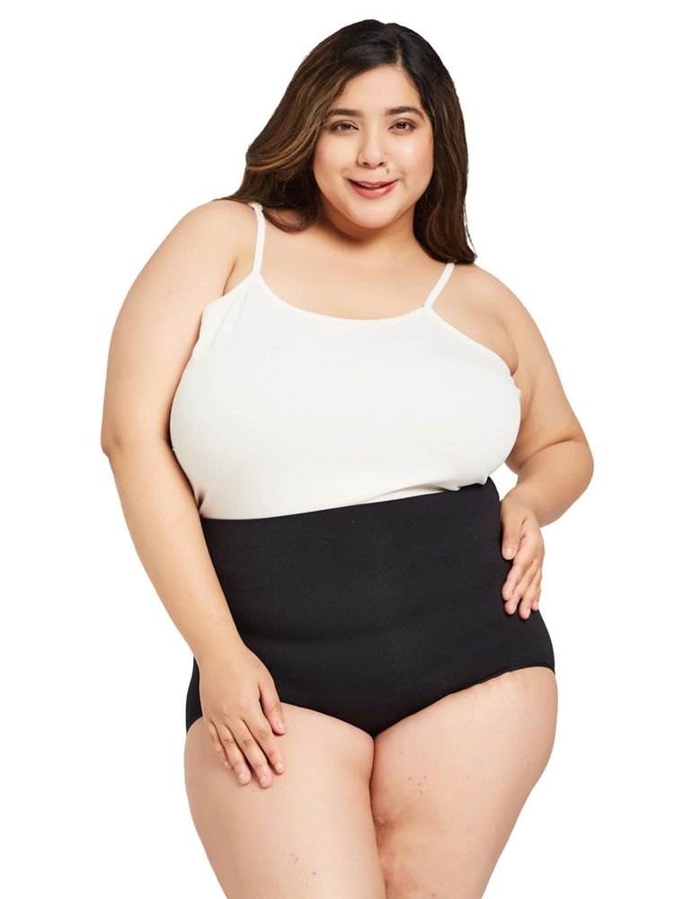 G Heist Women Plus Size Black Solid High-Waist Seamless Shaping Brief-picture-28