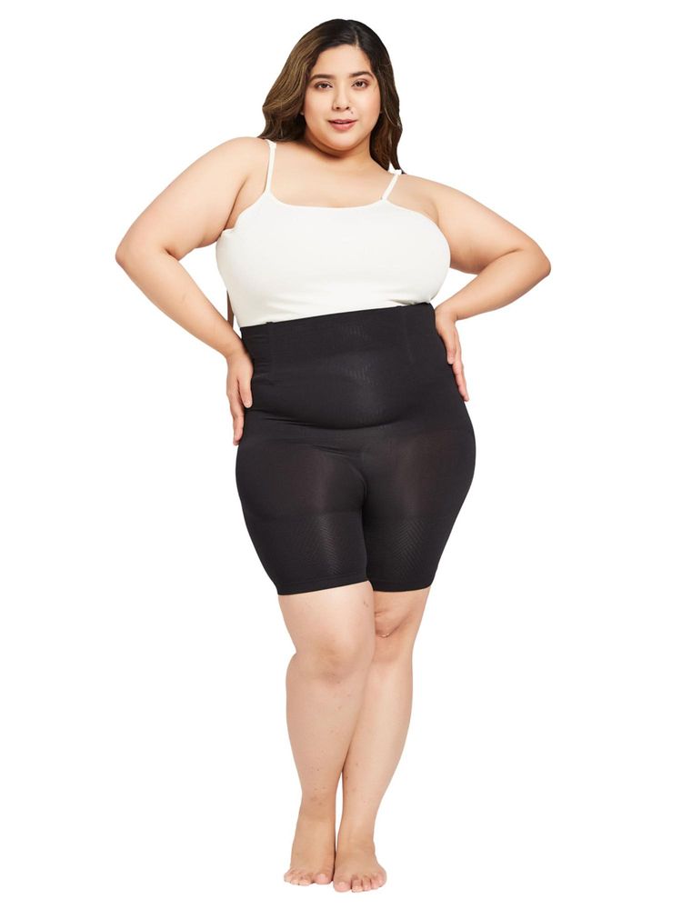 G Heist Women Plus Size Black High-Waist Tummy and Thigh Shaper-image-48