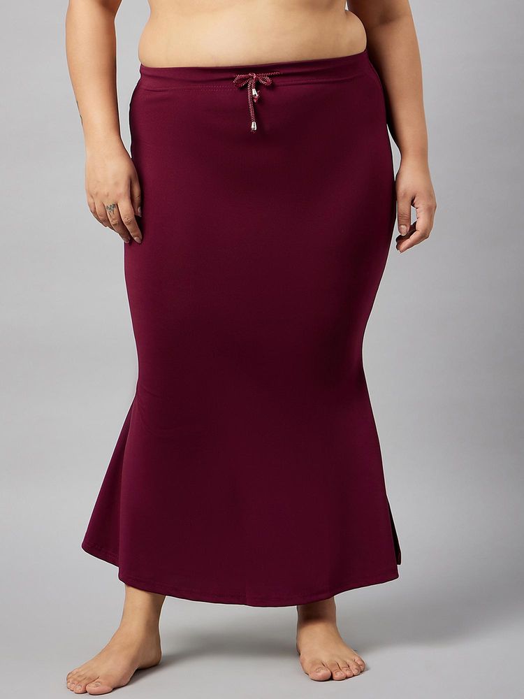 G Heist Women Burgundy Plus Size Solid Skinny Fit Saree Shapewear-picture-15