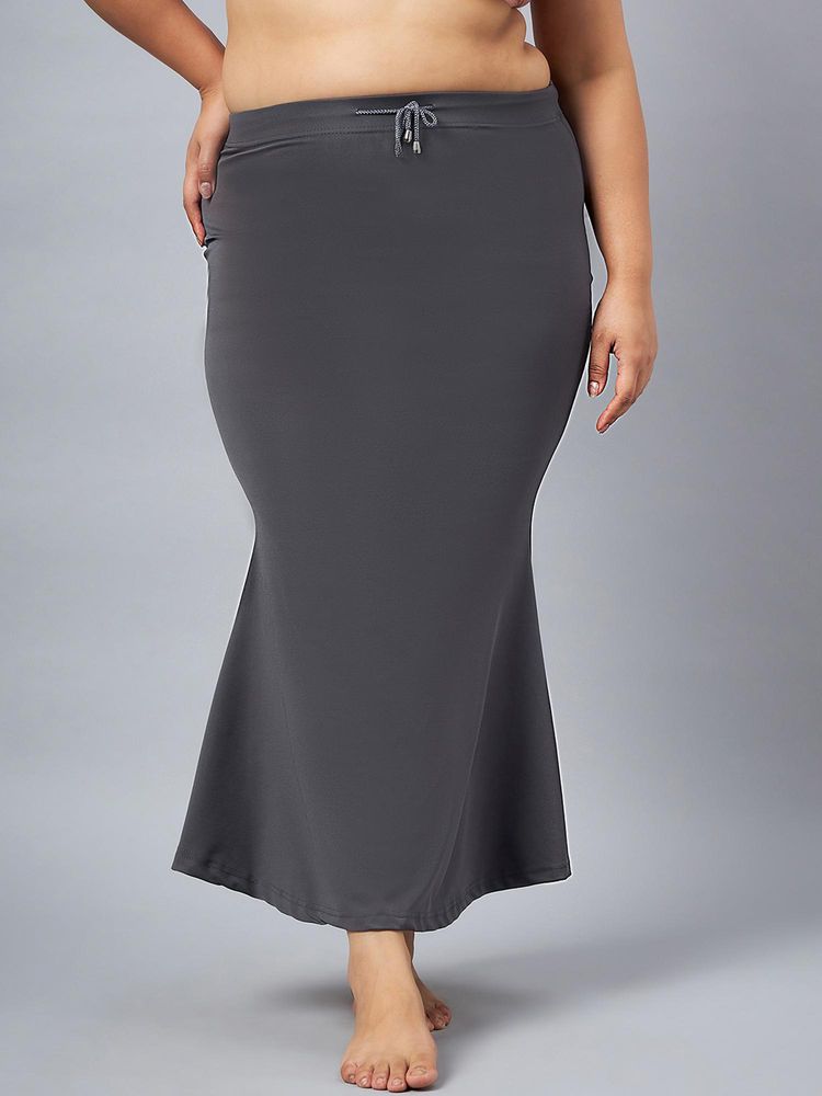 G Heist Women Grey Plus Size Solid Skinny Fit Saree Shapewear-picture-36
