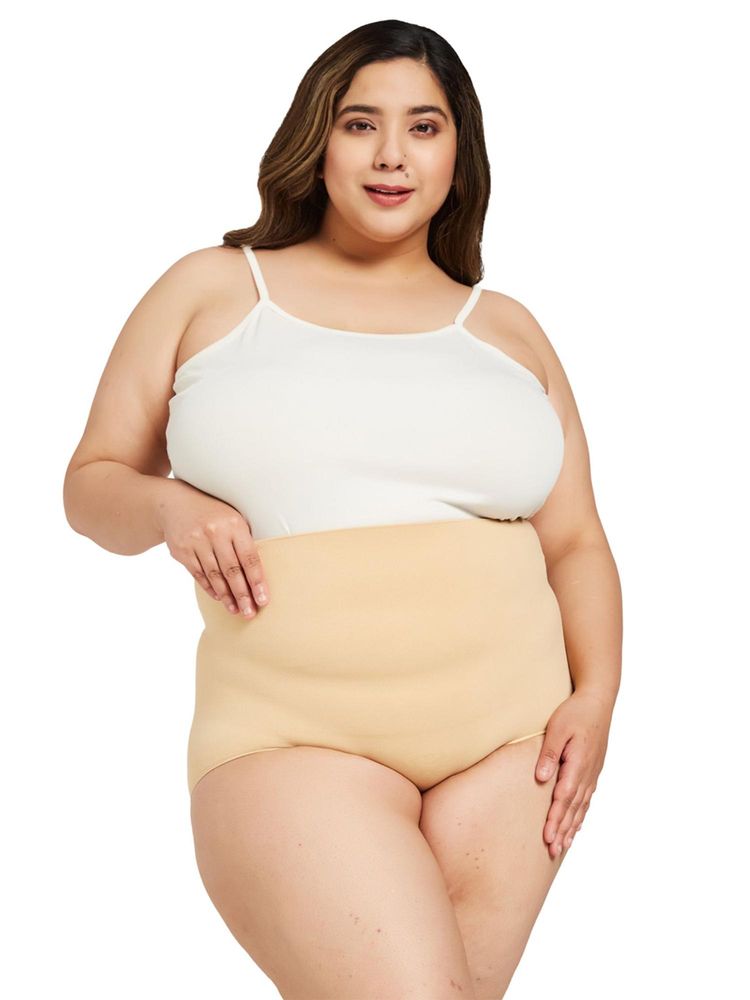 G Heist Women Plus Size Nude Solid High-Waist Seamless Shaping Brief-picture-35