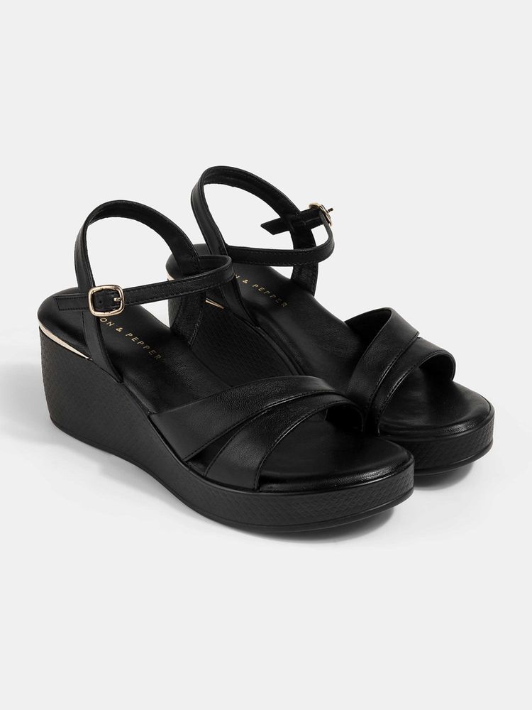 Lemon & Pepper Women Black Wedges Heels-image-32