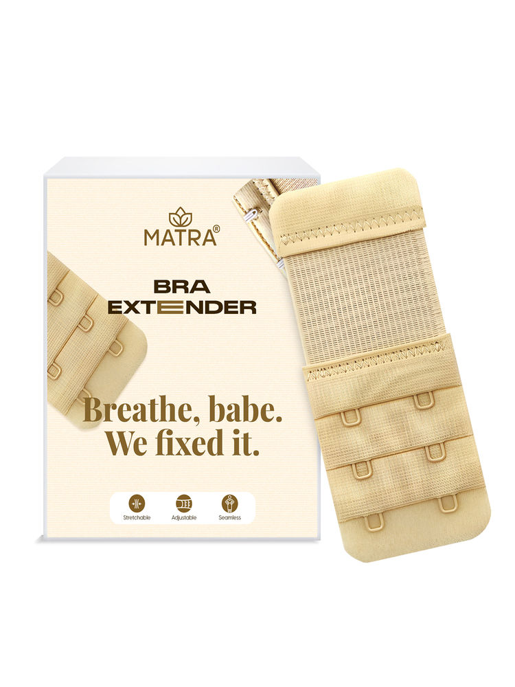 Matra Bra Extender Stretchable Elastic Extension Strap Adjustable Buckle Clasp 2 Hook 3 Eye - Beige-picture-13
