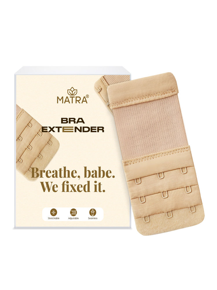 Matra Bra Extender Stretchable Elastic Extension Strap Adjustable Buckle Clasp 3 Hook 3 Eye - Beige-picture-14