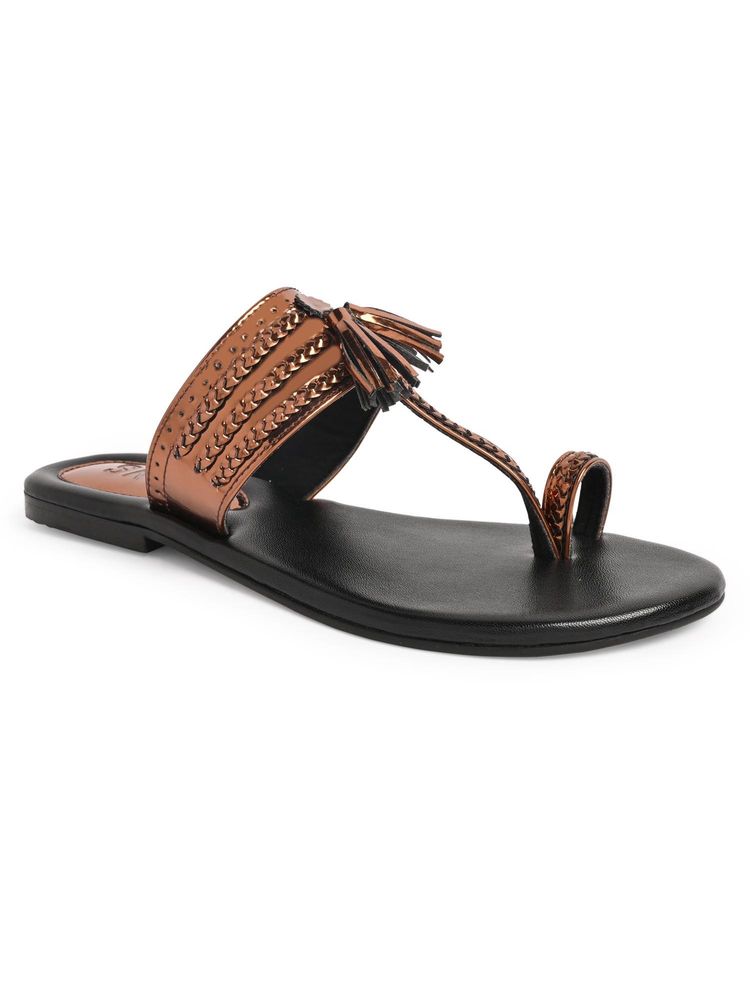 SKO Reflective Bronze Kolhapuri Flats-picture-12