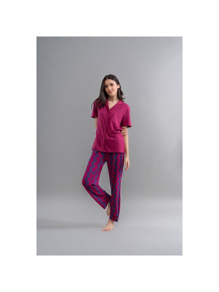 NeceSera Ruby Supima Lounge Shirt with Pyjama (Set of 2)-picture-24