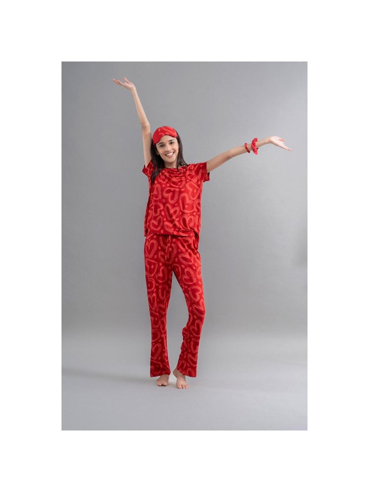 NeceSera Lovestruck Hearts Red T-Shirt and Pyjama (Set of 2)-image-3