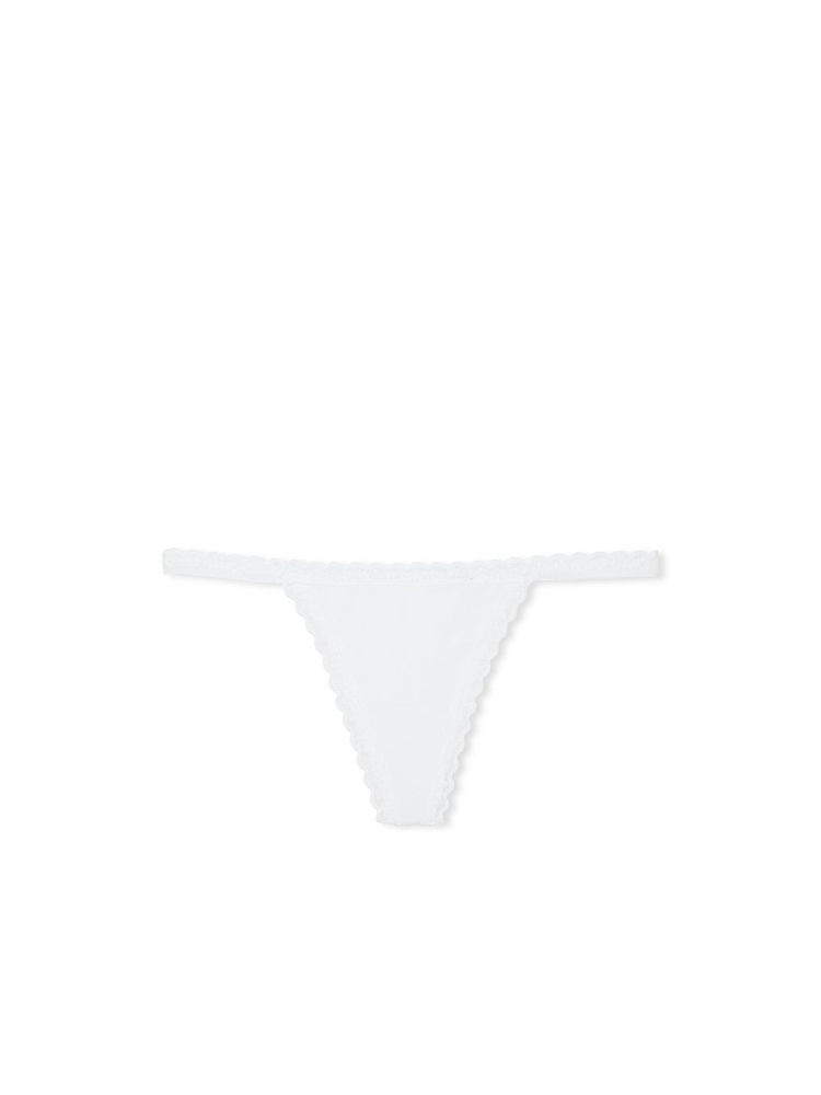 victoria's secret intimates Victoria's Secret White The Lacie Lace-Trim Cotton V-String Panty-picture-10